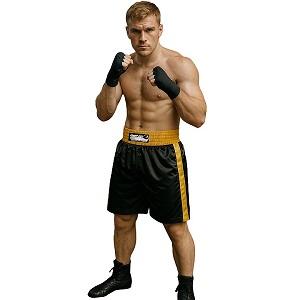 FIGHT-FIT - Boxing Shorts / Boxhosen / Schwarz-Gelb / XS