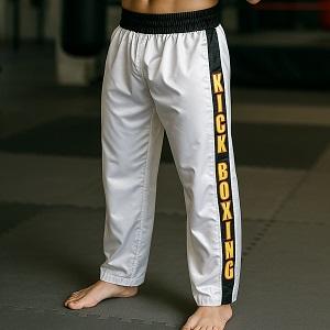 FIGHT-FIT - Kick-Boxing Hosen / Satin / Weiss / Large