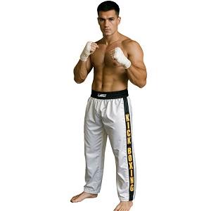 FIGHT-FIT - Kick-Boxing Hosen / Satin / Weiss / Large