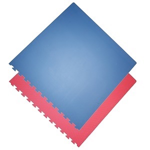 Alfombra Puzzle Encajable de Espuma Eva / 100 x 100 x 2 cm / Azul-Rojo