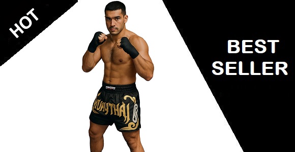 FIGHTERS - Muay Thai Shorts / Schwarz-Gold FIGHTERS - Muay Thai Shorts / Schwarz-Gold